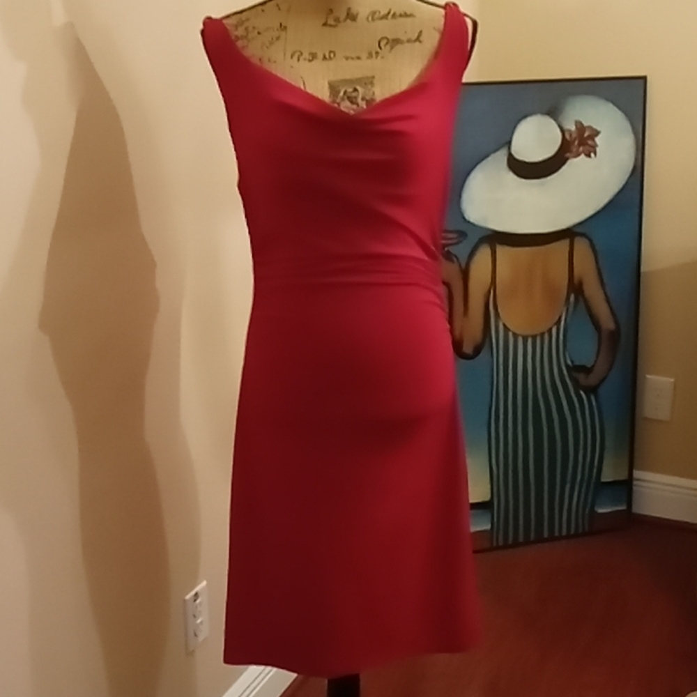 Red Side Ruched Dress - Picture 1 of 6